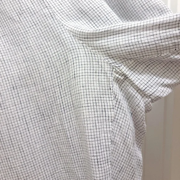 Eileen Fisher White Black Check Linen Tapered Pant Size Large - Picture 5 of 9